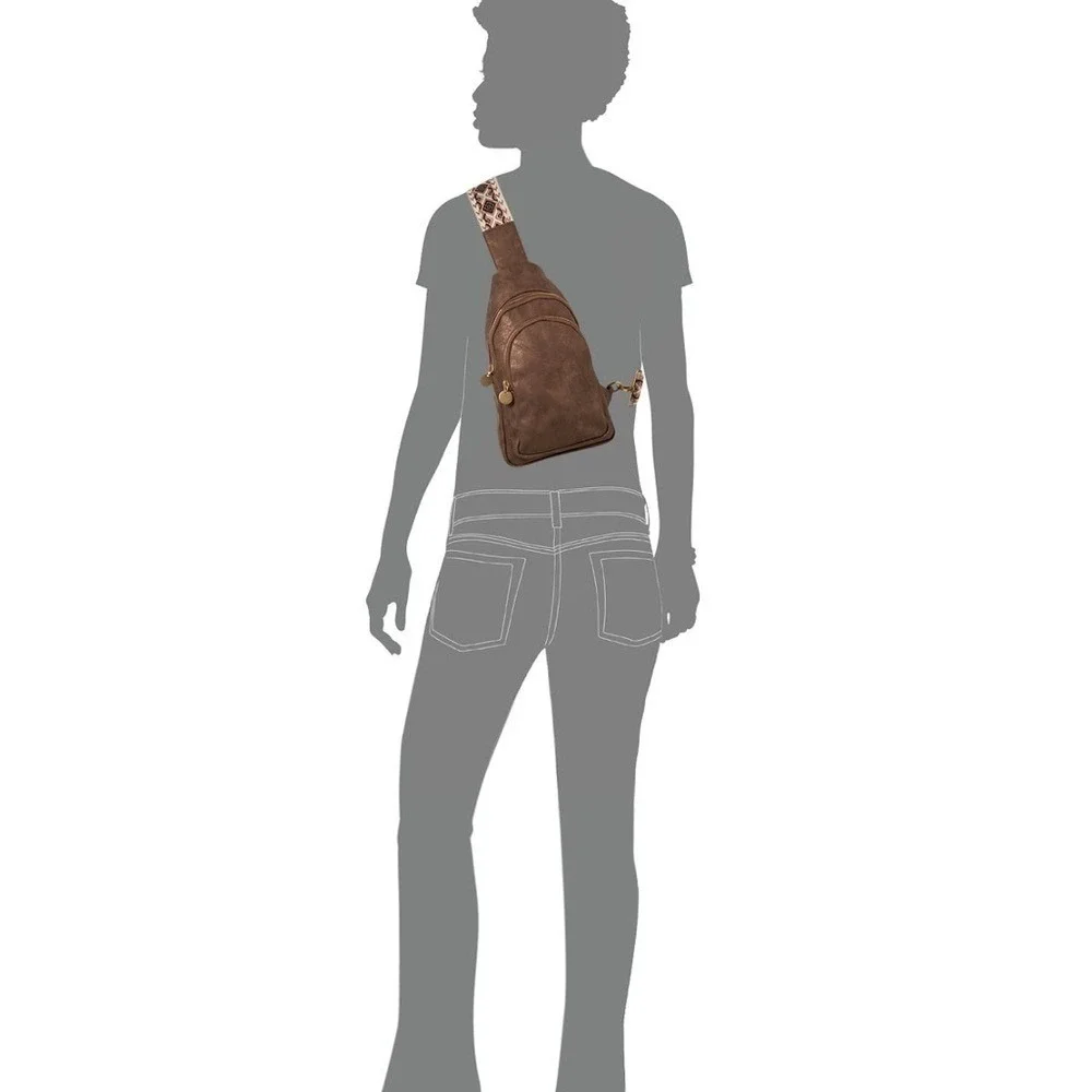 Style & Co. Brown Crossbody‎ Bag with Patterned Strap NWOT Retails $69
